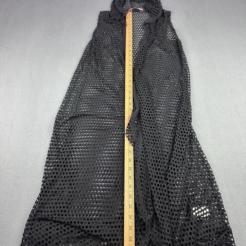 SJS Black Hooded Mesh Swim Cover Up Sleeveless Crochet Beach Cover-Up Plus 3X - Picture 4 of 8